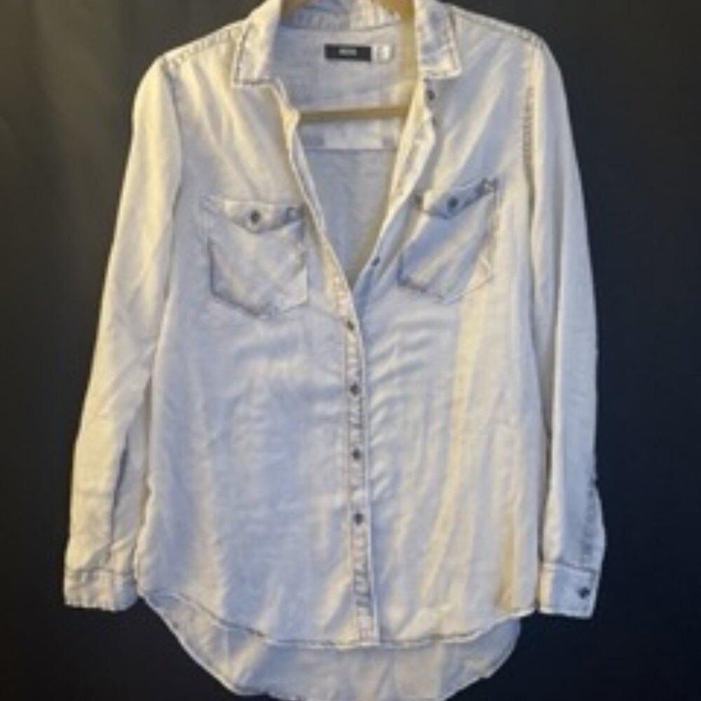 Muted White & Grey UO Sheer Plaid Button Up